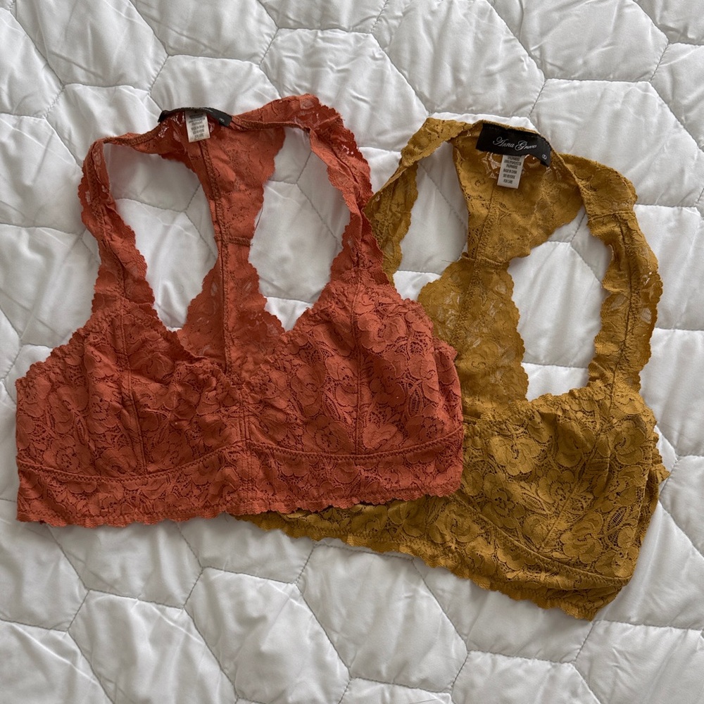 Anna Grace Lace Bralette Set - Rust and Mustard